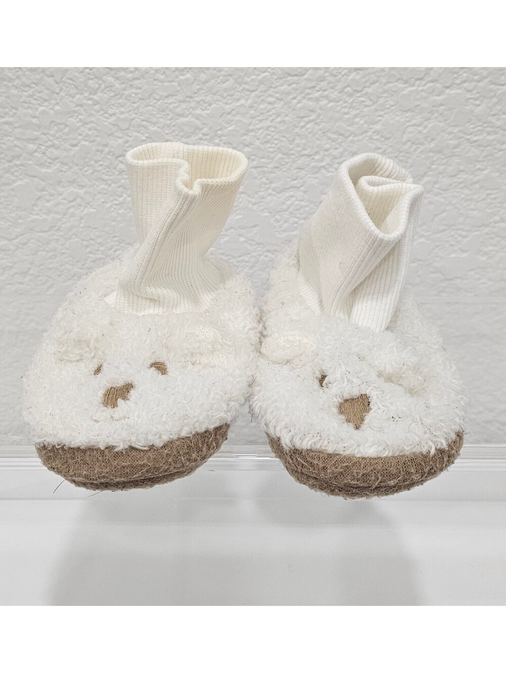 babyGap Infant Bear Sherpa Bootie Slippers Ivory Tan 14 CM Cozy Unisex